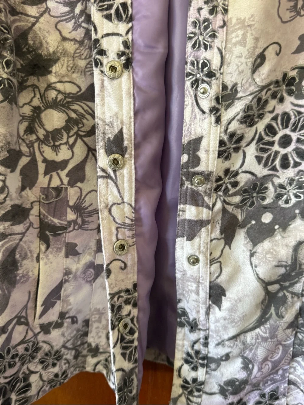 Alfred Dunner 6P Jacket Floral Paisley Lined Button Front Lavender Gray Petite